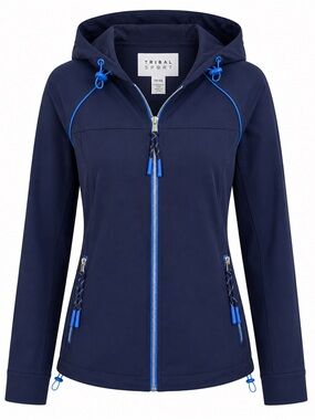 Tribal Sport Navy Hooded Jacket Zip Stretch Small S NWT